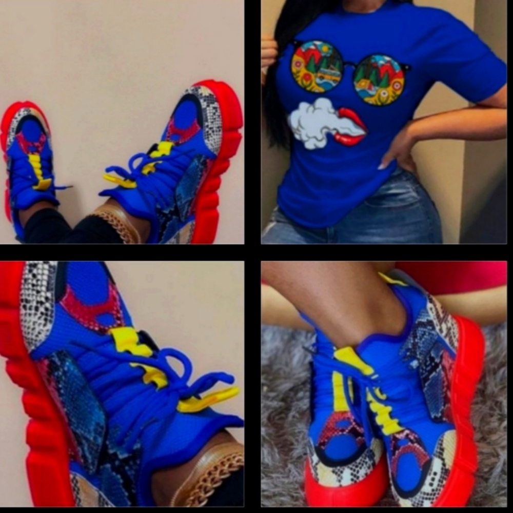 Fashion sneakers and matching stoner shirt